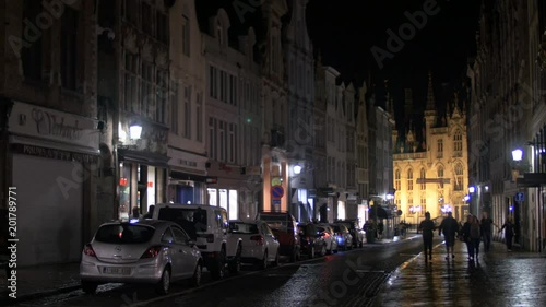 Steenstraat at night in Bruges photo