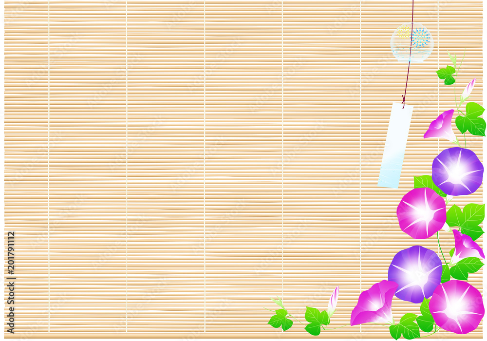 朝顔と風鈴 簾 夏イメージ Stock イラスト Adobe Stock