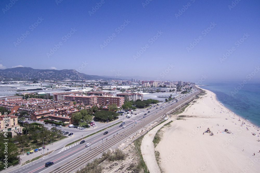 N-II road direction to Barcelona. Premia de Mar - obrazy, fototapety, plakaty 