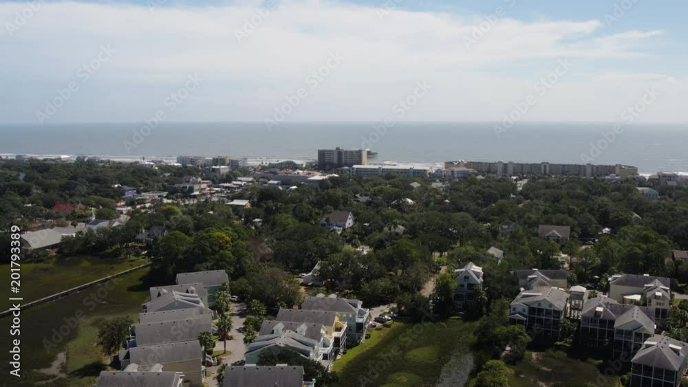 South Carolina Charleston Folly Beach Aerial v57 Panning around Folly Beach ocean to creek 10/17 South Carolina Charleston Folly Beach Aerial v57 Panning around Folly Beach ocean to creek 10/17