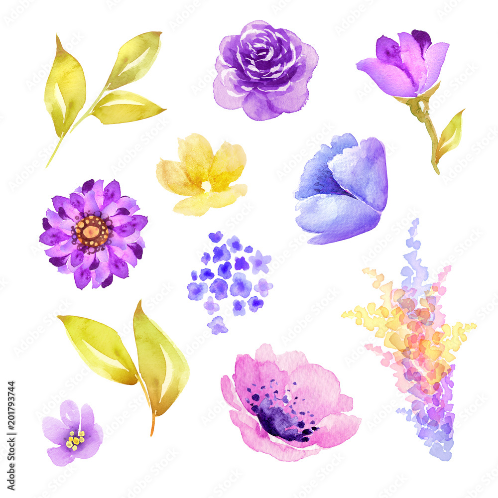yellow and purple flower clipart