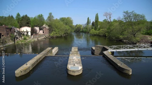 Dam and hydroelectric power station at the river 