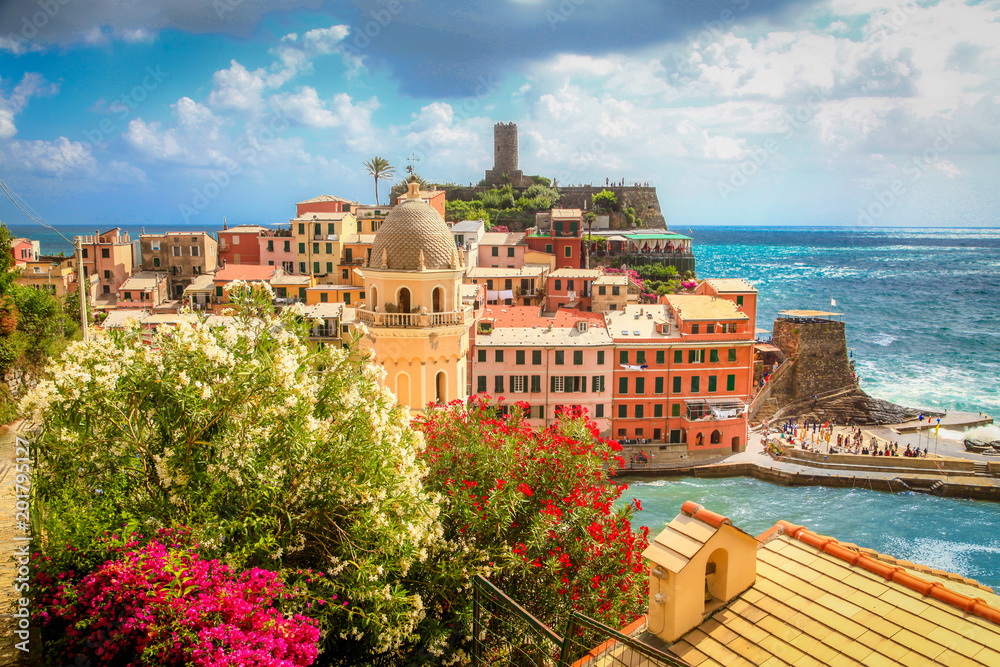 Town of Vernazza in summer, Cinque Terre, Liguria, Italy