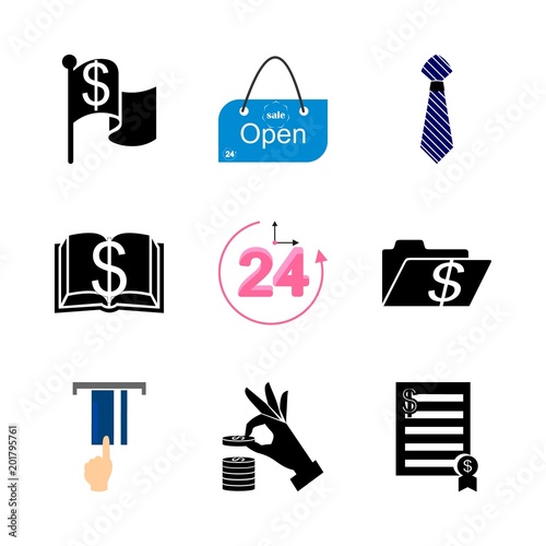 icon Shopping Tools with economy, supermarket, flag, book and shopping
