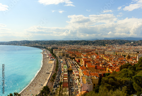 Panoramic view of Nice, France from the Castle Hill