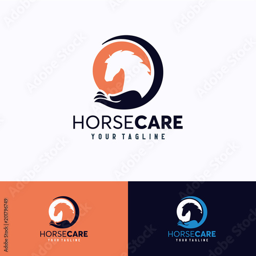 Horse Care Logo Template Design. Creative Vector Emblem, for Icon or Design Concept.