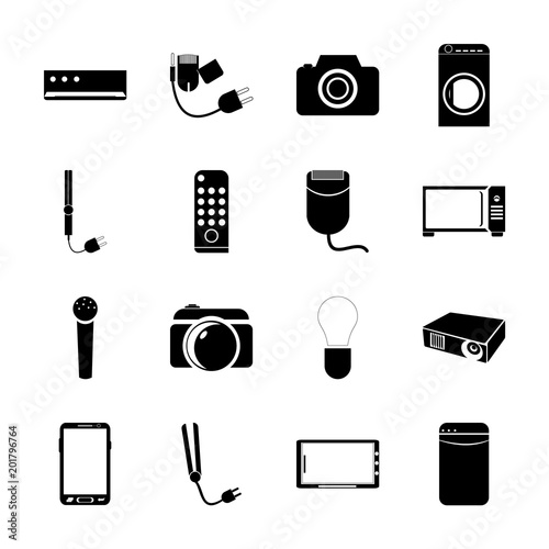 icon Technology with technological, fashion, photography, record and plugging