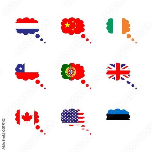 icon Flag with canada, netherland flag, usa flag, uk flag and ireland flag