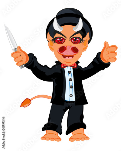 Cartoon line in suit