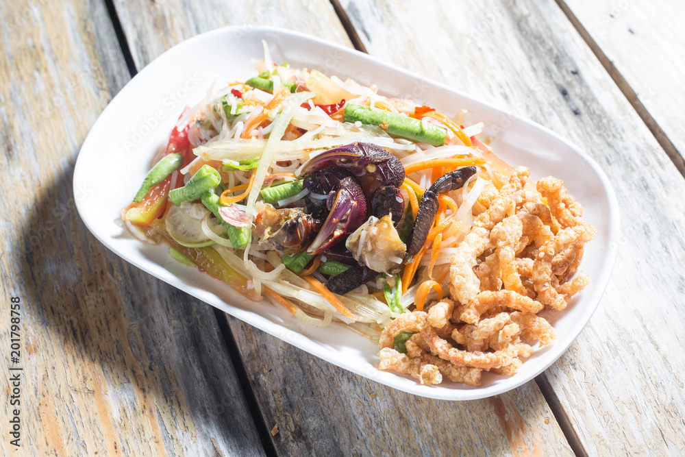 Thai Style Papaya Salad with Salted Crab Thai Style Papaya Salad with Salted Crab