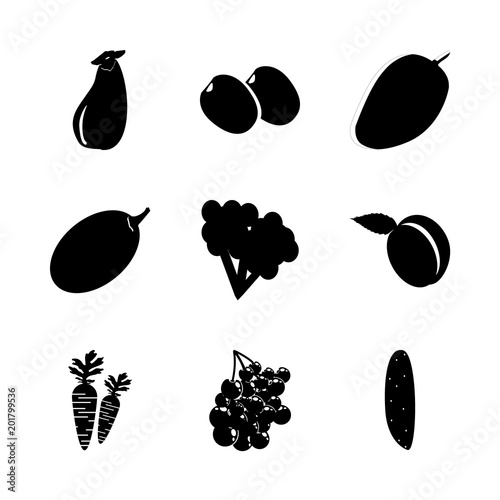 icon Fruits And Vegetables with trepang, vegetable, citrus fruit, carrots and citrus