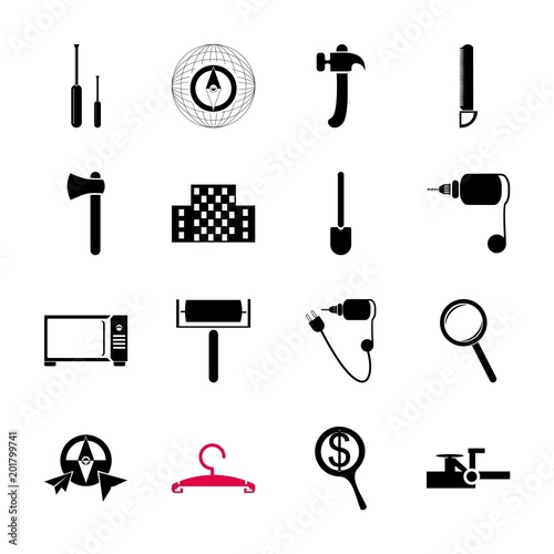 icon Instruments And Tools with handle, capentering, carpentry, renovation and fire