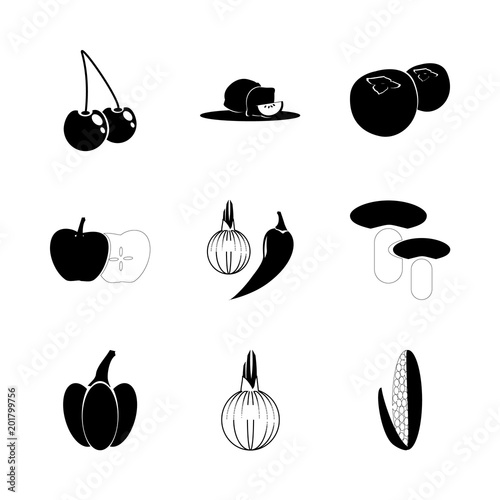icon Fruits And Vegetables with hot pepper, vitamins, vitamin, vegetable and citrus fruit
