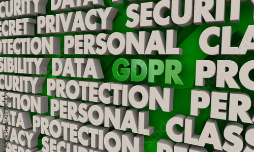 GDPR Data Privacy Protection Word Collage 3d Illustration photo