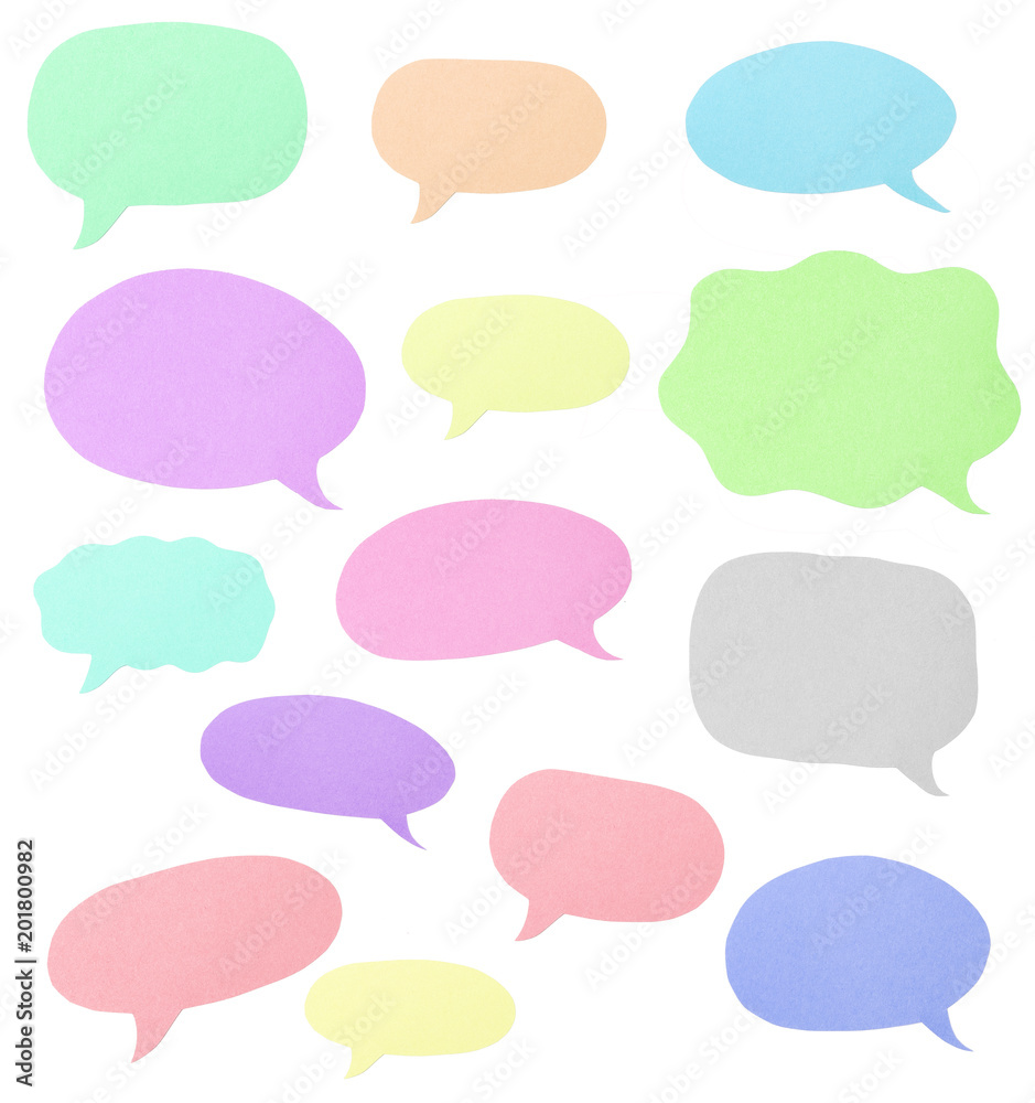 Rainbow Colored Paper Cut Outs of Speech Bubbles Rainbow Colored Paper Cut Outs of Speech Bubbles