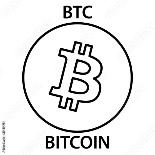 Bitcoin cryptocurrency blockchain icon. Virtual electronic, internet money or cryptocoin symbol, logo