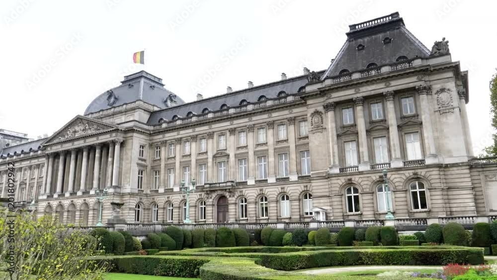 a multi-axis stabilizer gimbal shot walking past the royal palace in brussels, belgium a multi-axis stabilizer gimbal shot walking past the royal palace in brussels, belgium