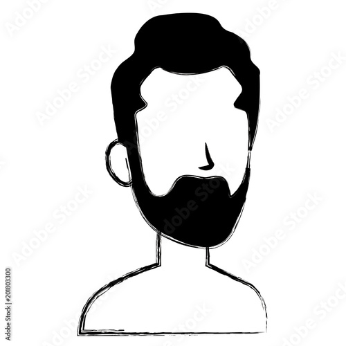 young man with beard shirtless avatar character vector illustration design