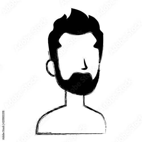 young man with beard shirtless avatar character vector illustration design