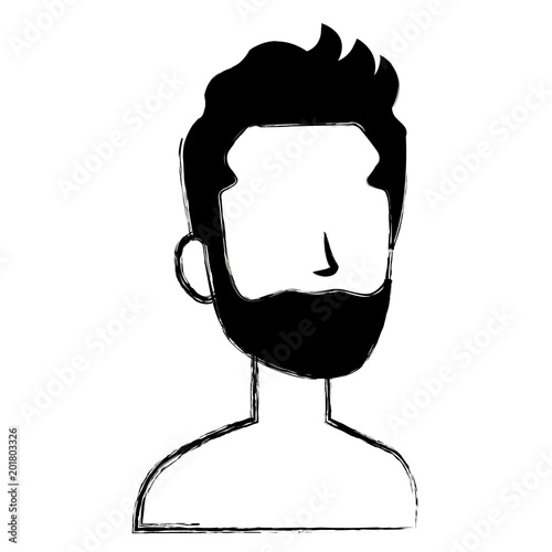 young man with beard shirtless avatar character vector illustration design