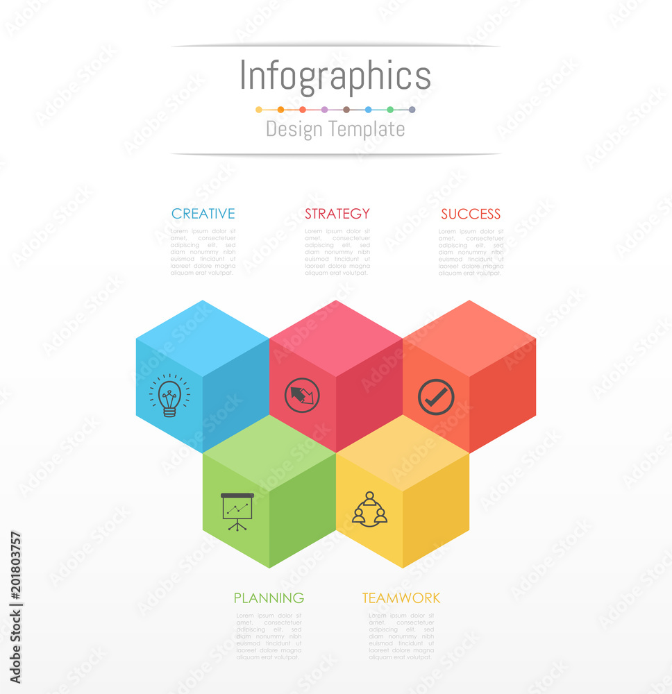 Infographic design elements for your business data with 5 options, parts, steps, timelines or processes. Vector Illustration.