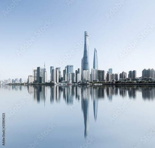 shanghai skyline and reflection