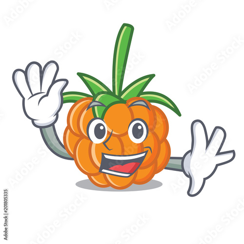 Waving cloudberry character cartoon style