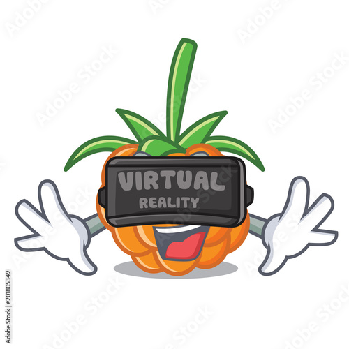 Virtual reality cloudberry mascot cartoon style