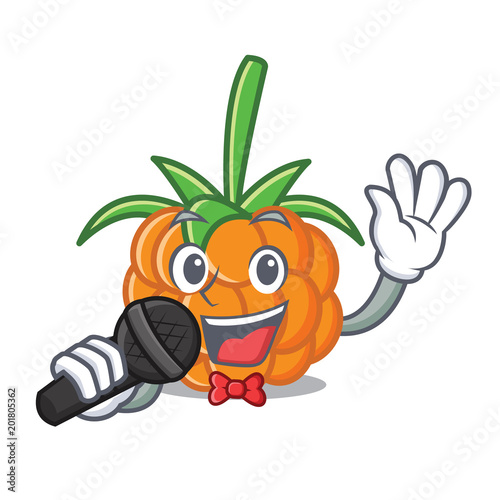 Singing cloudberry mascot cartoon style