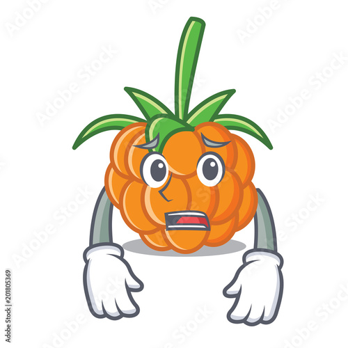 Afraid cloudberry mascot cartoon style