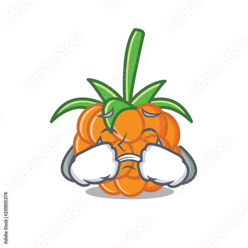 Crying cloudberry mascot cartoon style