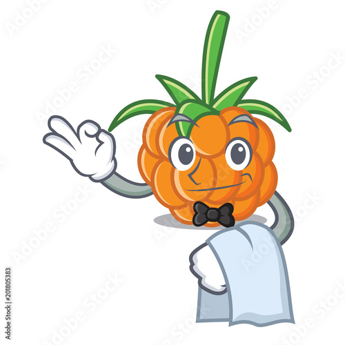 Waiter cloudberry mascot cartoon style