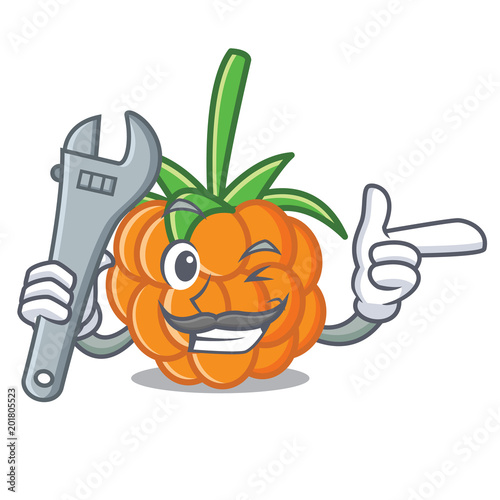Mechanic cloudberry mascot cartoon style