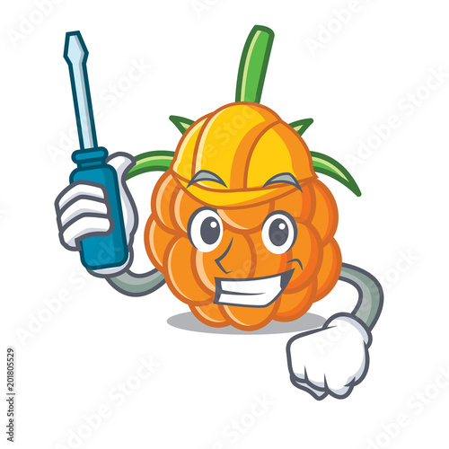 Automotive cloudberry mascot cartoon style