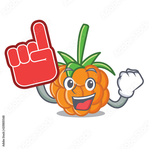 Foam finger cloudberry mascot cartoon style