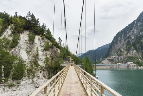 Suspension bridge in Tateyama Kurobe Alpine Route in Japan