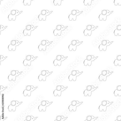 Seamless pattern of cartoon outline elephant