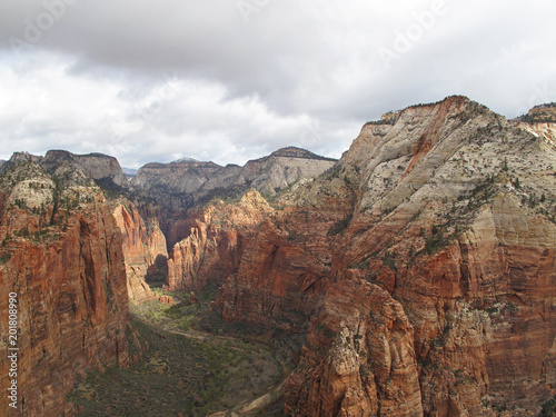 View from the viewpoint on top of Angels Landing  Zion National Park  Utah  USA