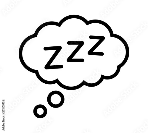 Sleeping, zzz or slumber in thought bubble vector icon for sleep apps and websites