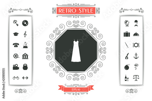 Long Dress, Evening dress, combination or nightie , the silhouette. Menu item in the web design