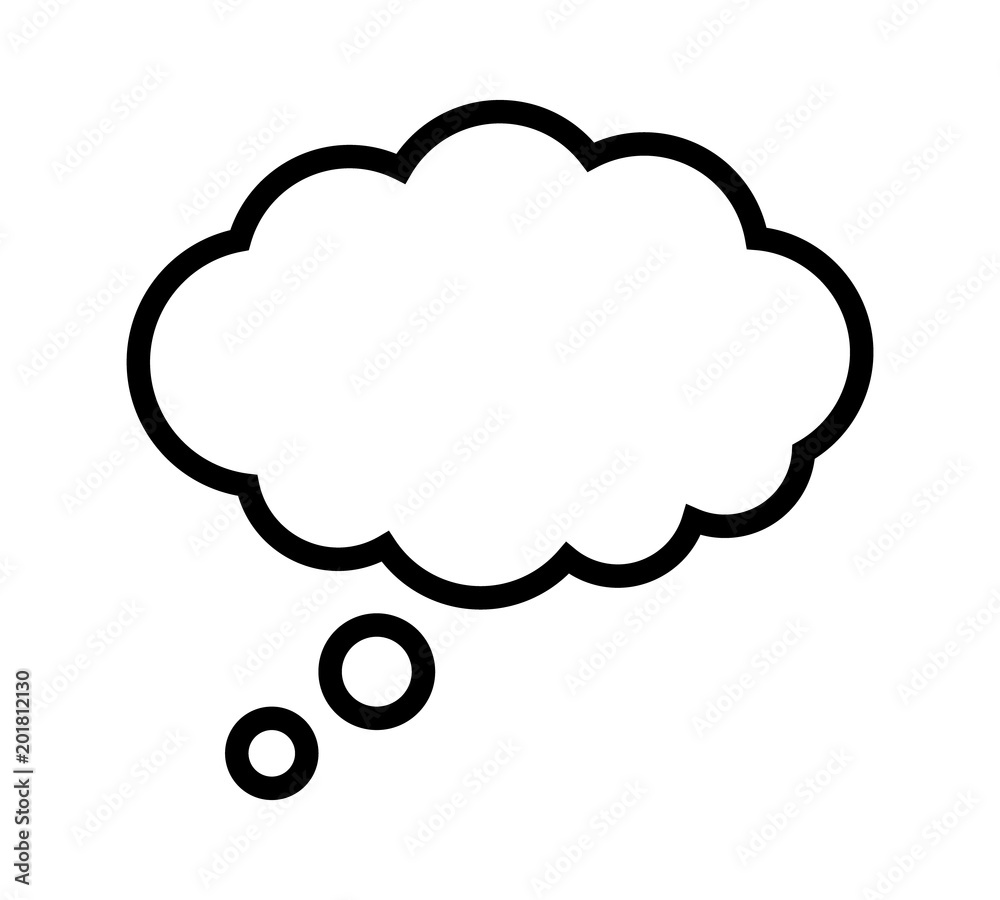 Thought bubble thinking cloud line art vector icon for apps and websites - obrazy, fototapety, plakaty 