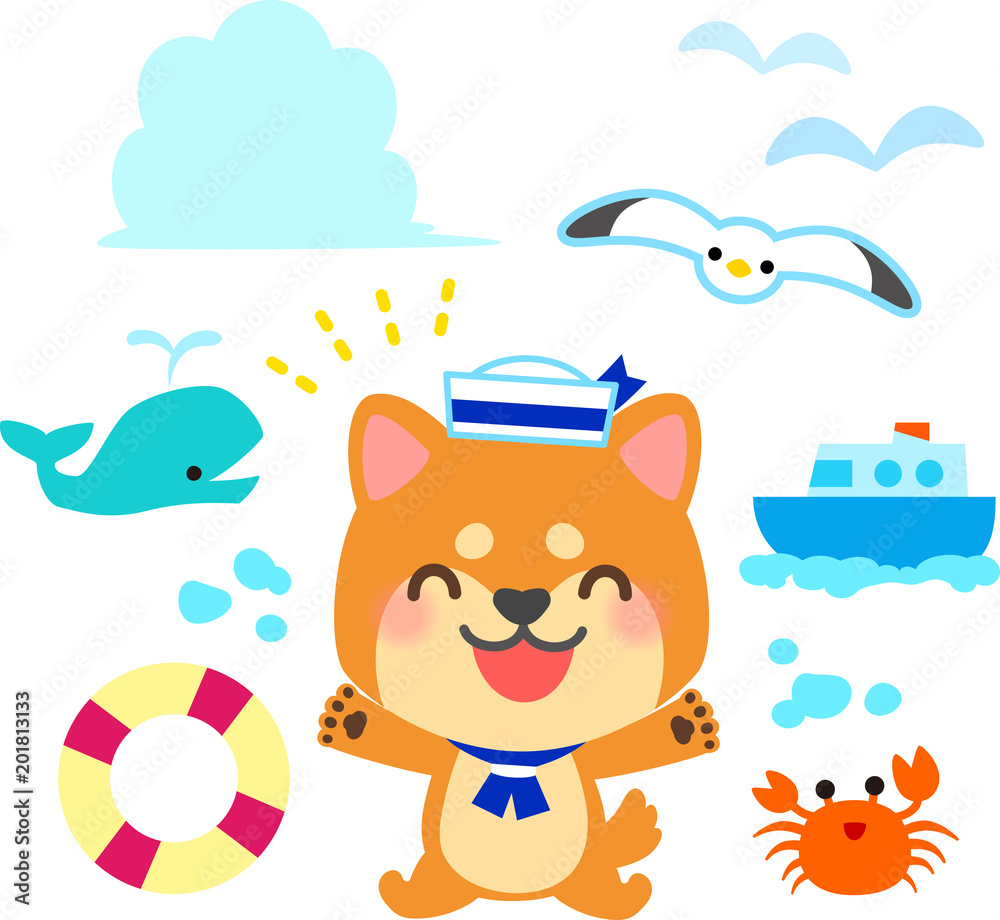 夏の海のイラストセット 柴犬 Stock Vector Adobe Stock 夏の海のイラストセット 柴犬 Stock Vector Adobe Stock