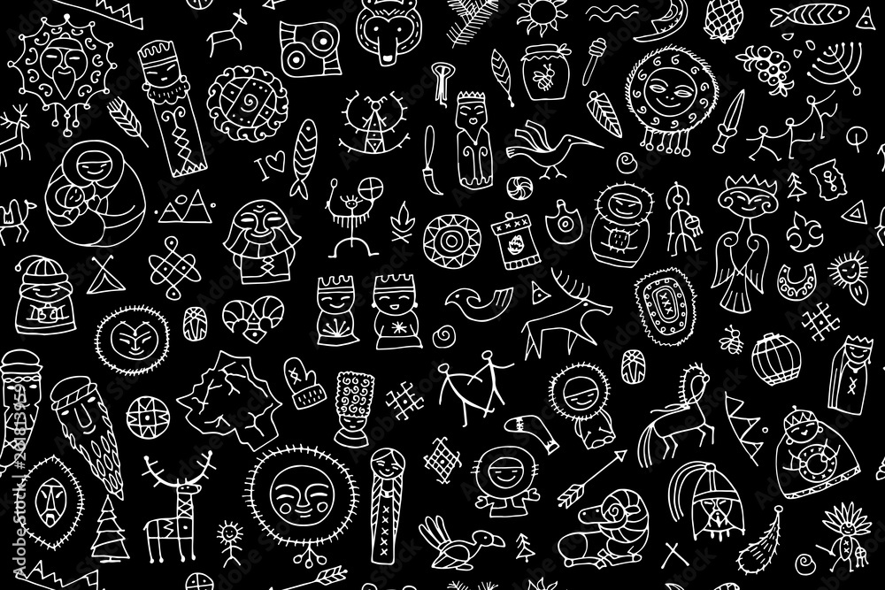 Naklejka premium Tribal ethnic elements, seamless pattern for your design