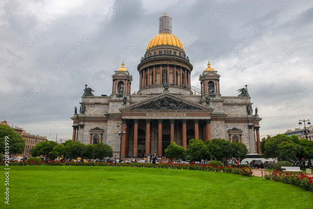 RUSSIA, SAINT PETERSBURG - AUGUST 18, 2017: Famous Cathedral in St Petersburg and Unesco World Heritage site. Saint Isaac's Cathedral