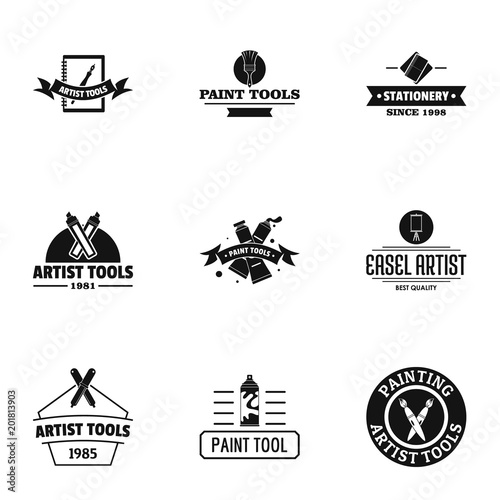 Artist logo set. Simple set of 9 artist vector logo for web isolated on white background