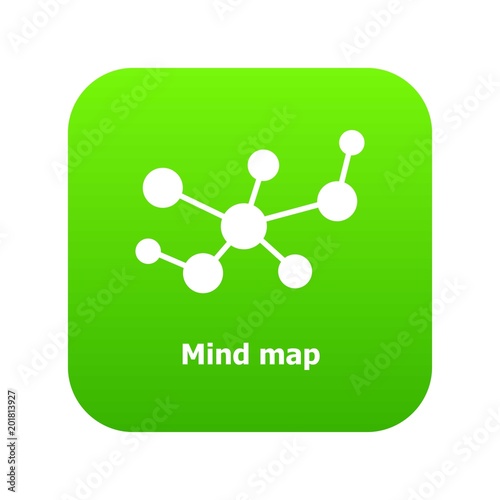 Mind map icon green vector isolated on white background photo