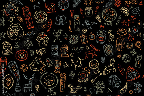 Tribal ethnic elements, seamless pattern for your design photo