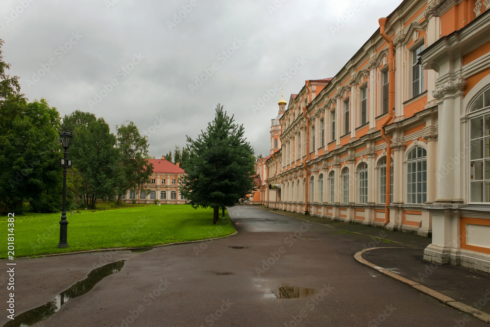Metropolitan Corps. Holy Trinity Alexander Nevsky Lavra, St. Petersburg. Rainy day