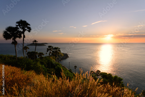 Promthep Cape Beautiful View Point at sunset in Phuket  Thailand.