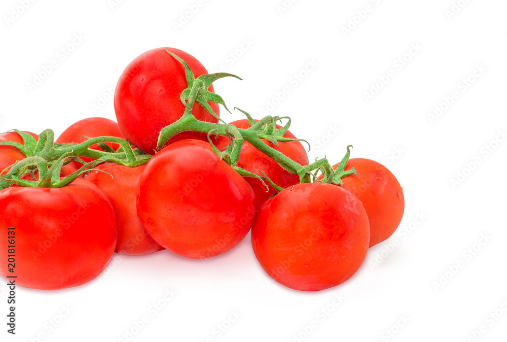 Branches of the ripe red tomatoes closeup at selective focus Branches of the ripe red tomatoes closeup at selective focus